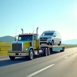 Dépanneuse transportant un véhicule sur une longue distance